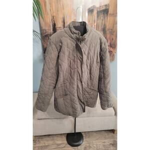 KC Collections Women’s Quilted Jacket Coat Size 1X Olive Green Full Zip Snap...